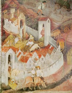El Mes de Diciembre, detalle del transporte de troncos, c.1400